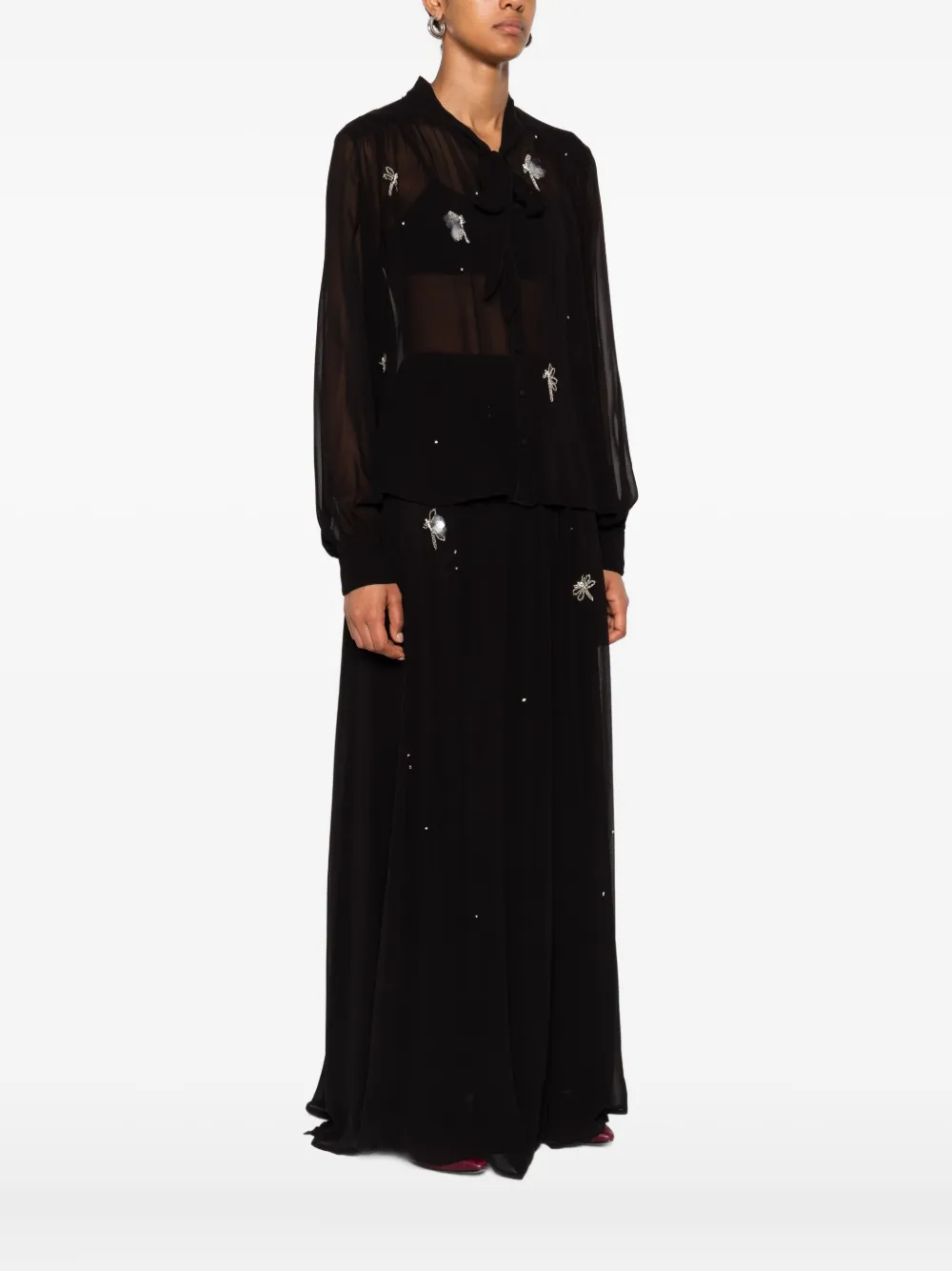 Forte Forte Butterfly-embellishment Blouse In Black