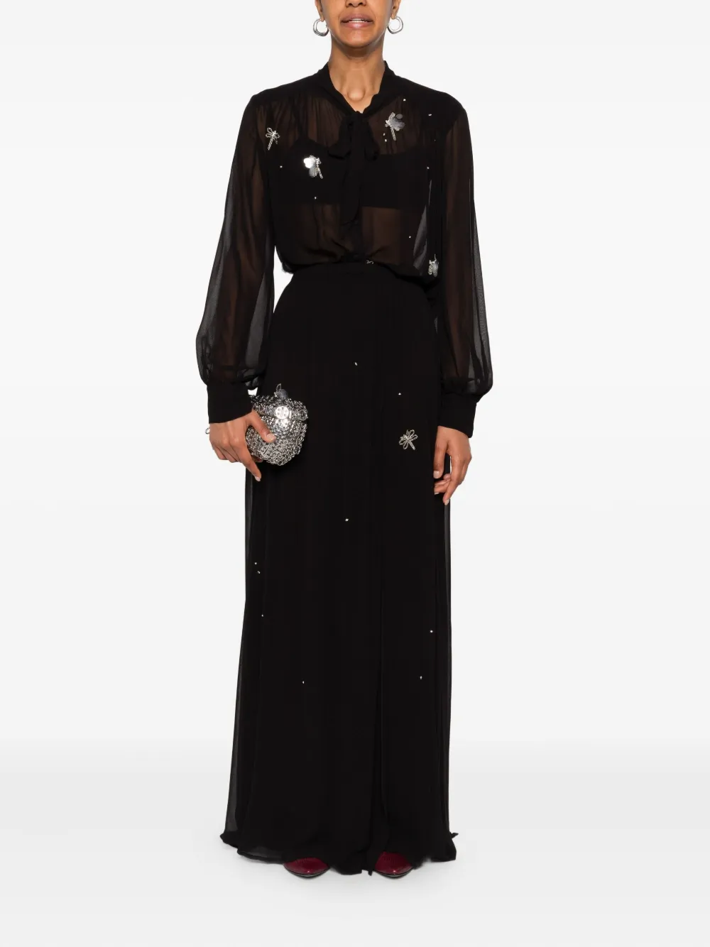 Forte Forte Butterfly-embellishment Blouse In Black