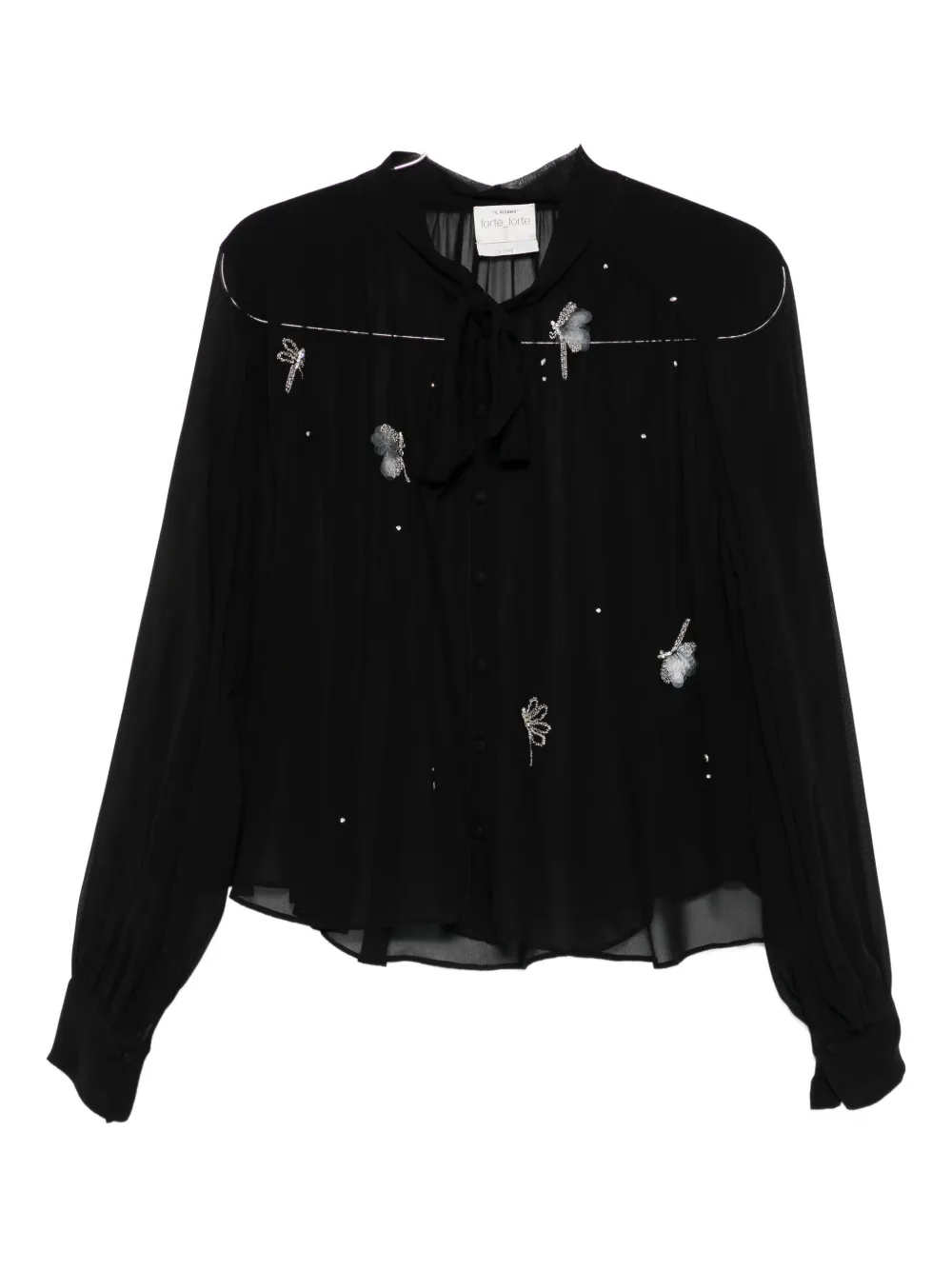 Forte Forte Butterfly-embellishment Blouse In Black