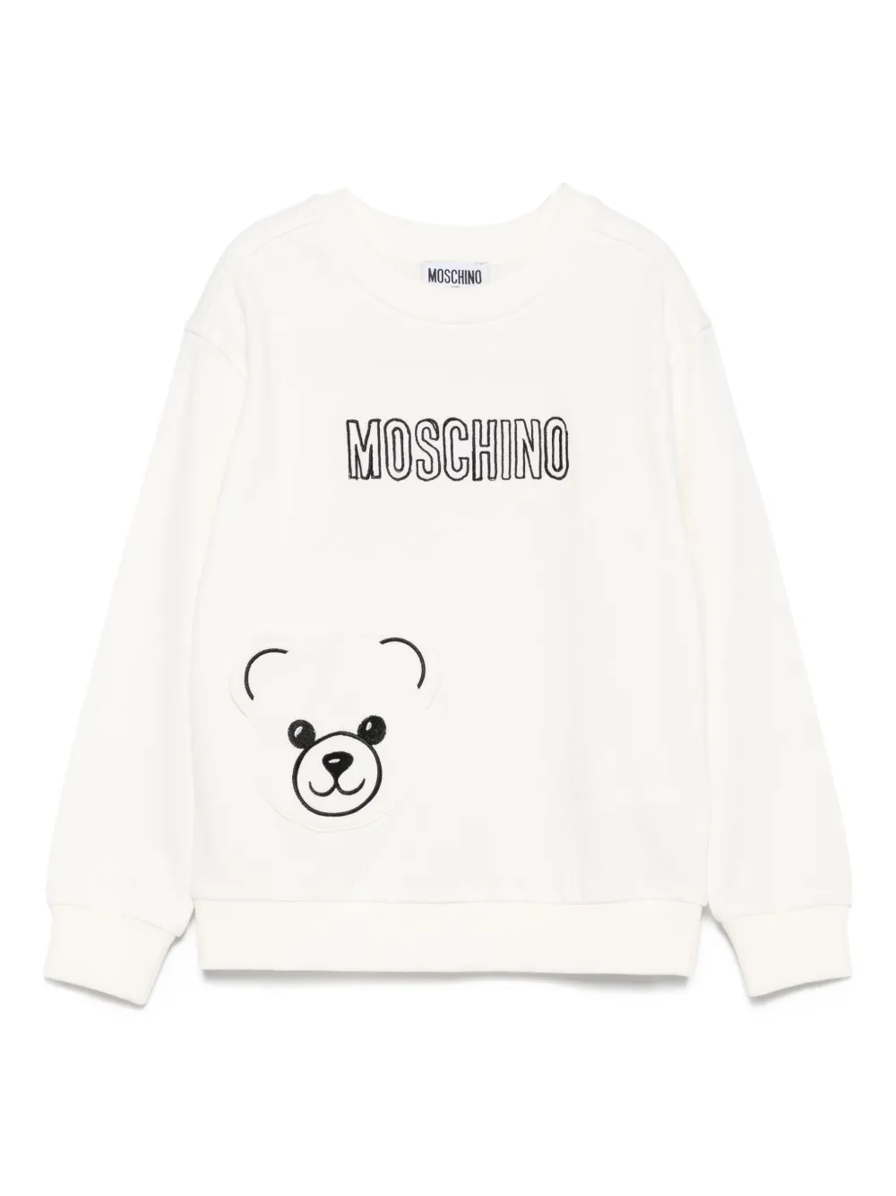 Moschino Kids Sweater met geborduurde teddybeer Wit