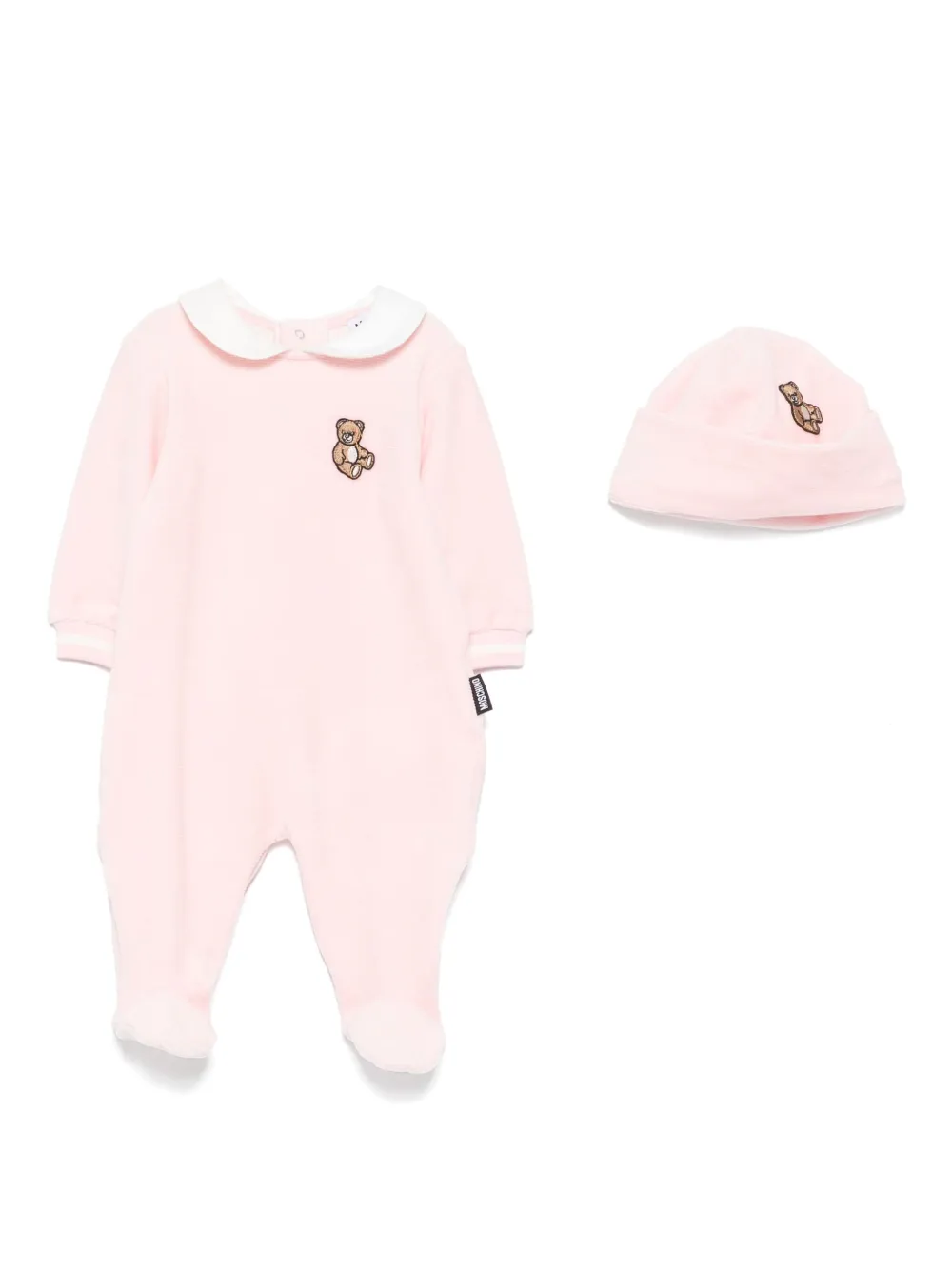 Moschino Kids Romper met Peter Pan-kraag en teddybeerprint Roze