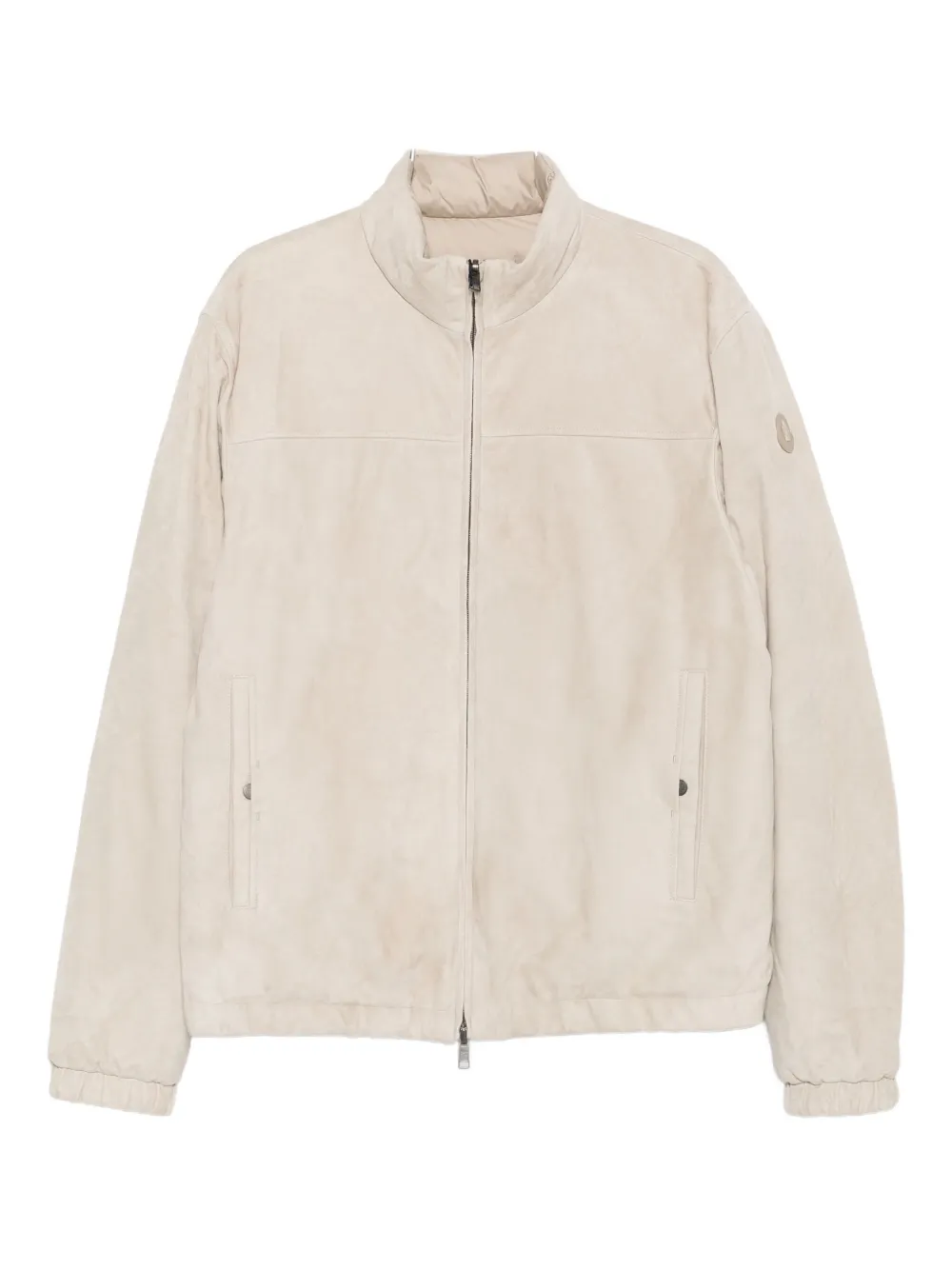 Moncler ジップアップ スエードジャケット - ニュートラル Moncler ジップアップ スエードジャケット - ニュートラル
