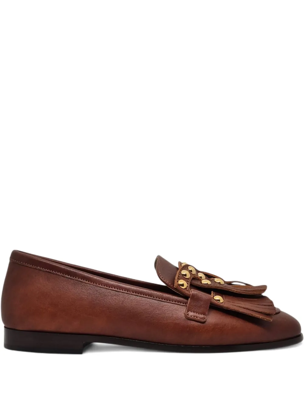Casadei Loafers verfraaid met franje en studs Bruin
