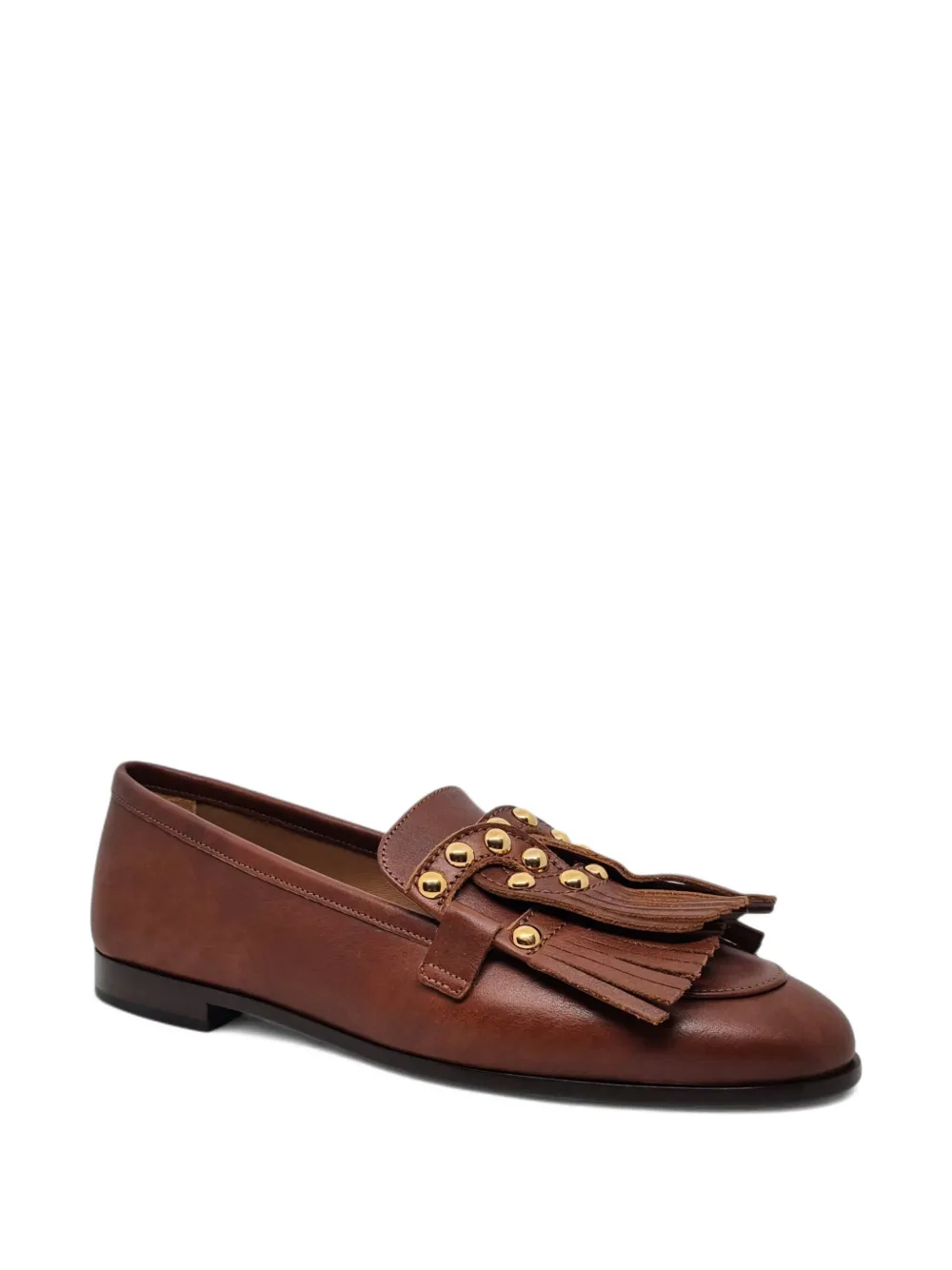 Casadei fringe-embellished studded loafers - Bruin