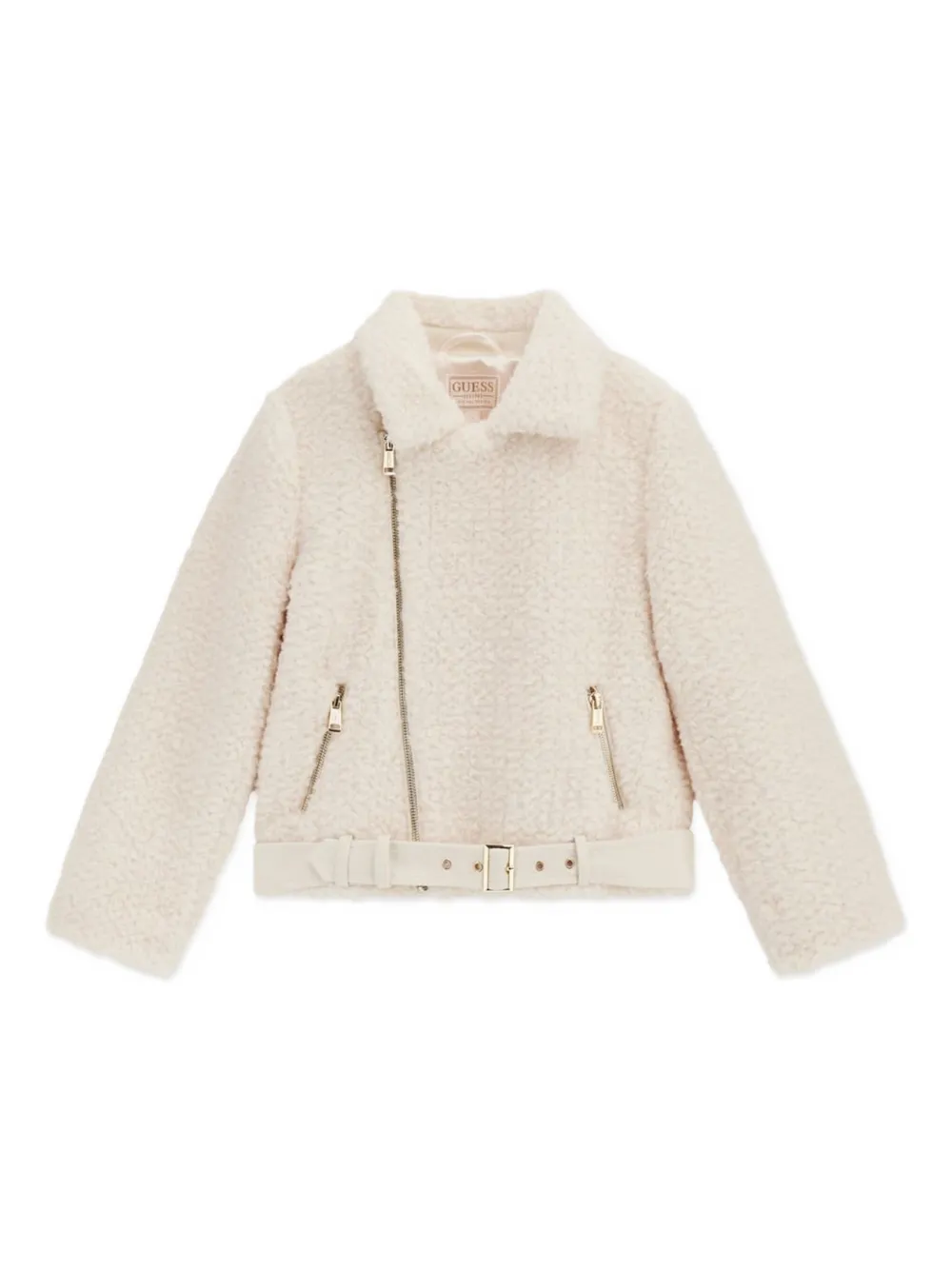 Guess kids Jack met ceintuur en teddytextuur Wit