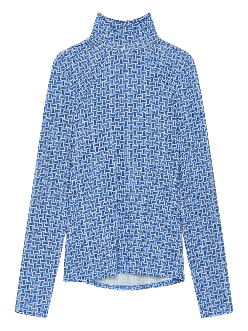 MALIPARMI geometric-pattern turtleneck T-shirt | Blue | Image 1