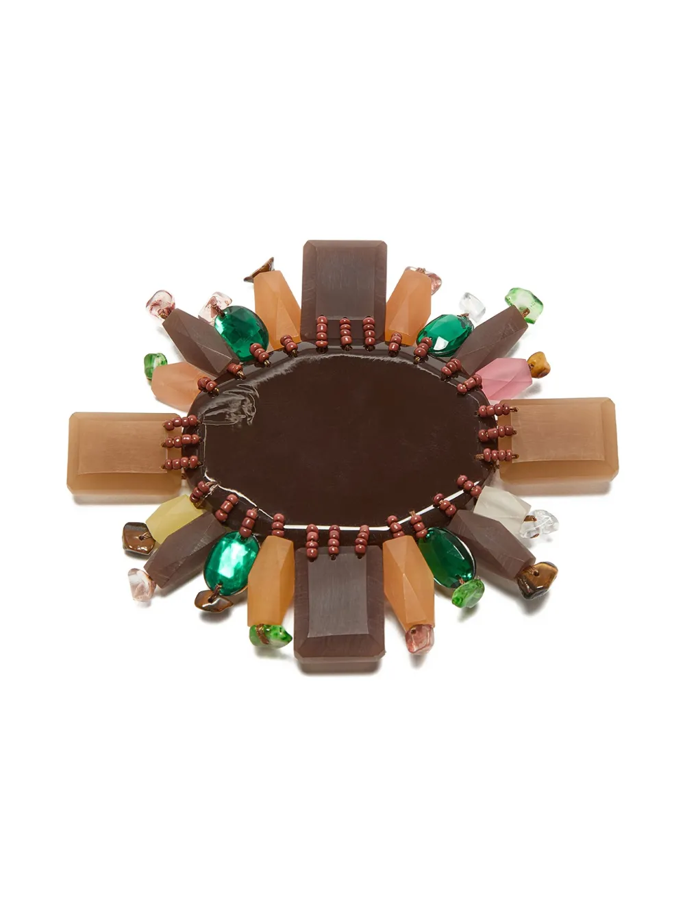 Maliparmi Rays Of Elements Stone-beaded Brooch In Brown
