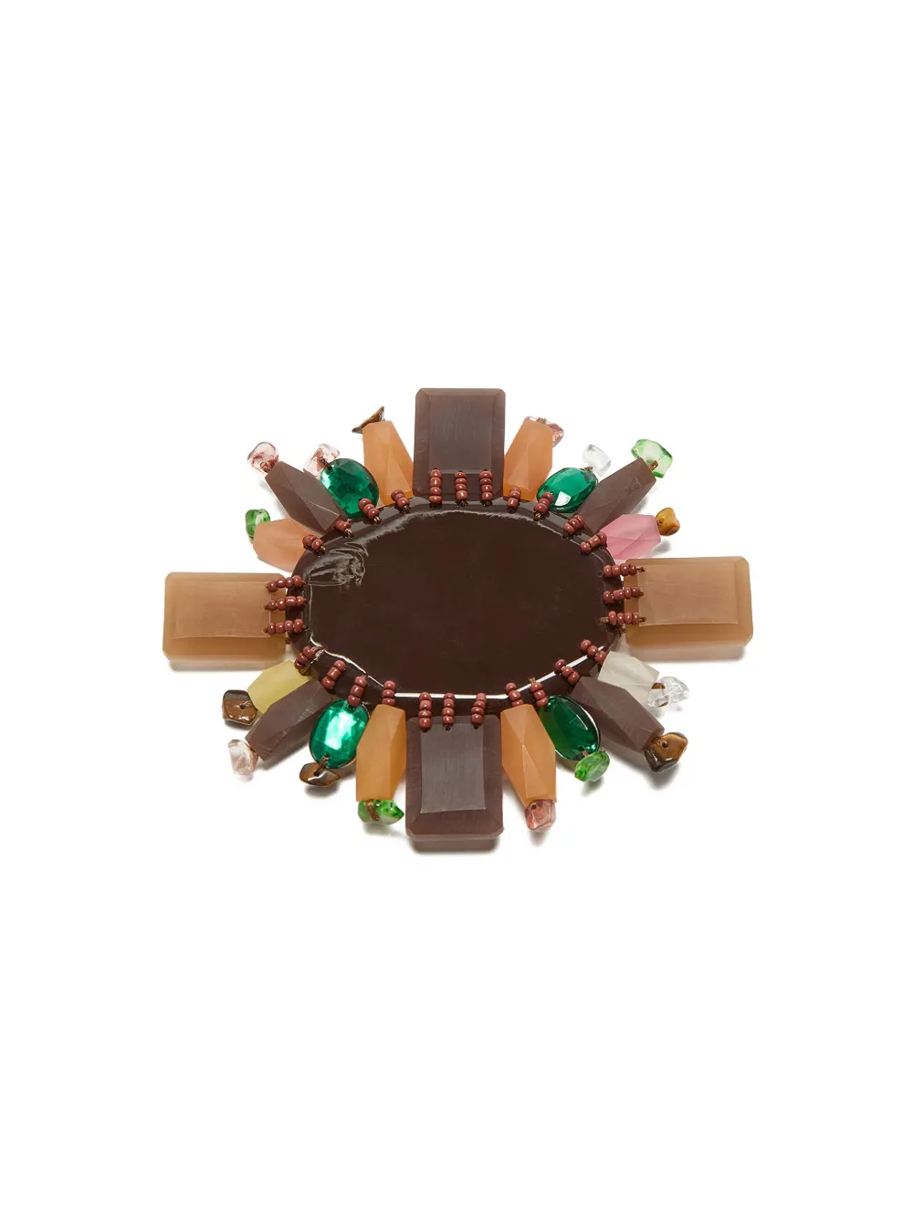 MALIPARMI Rays of Elements stone-beaded brooch - Bruin