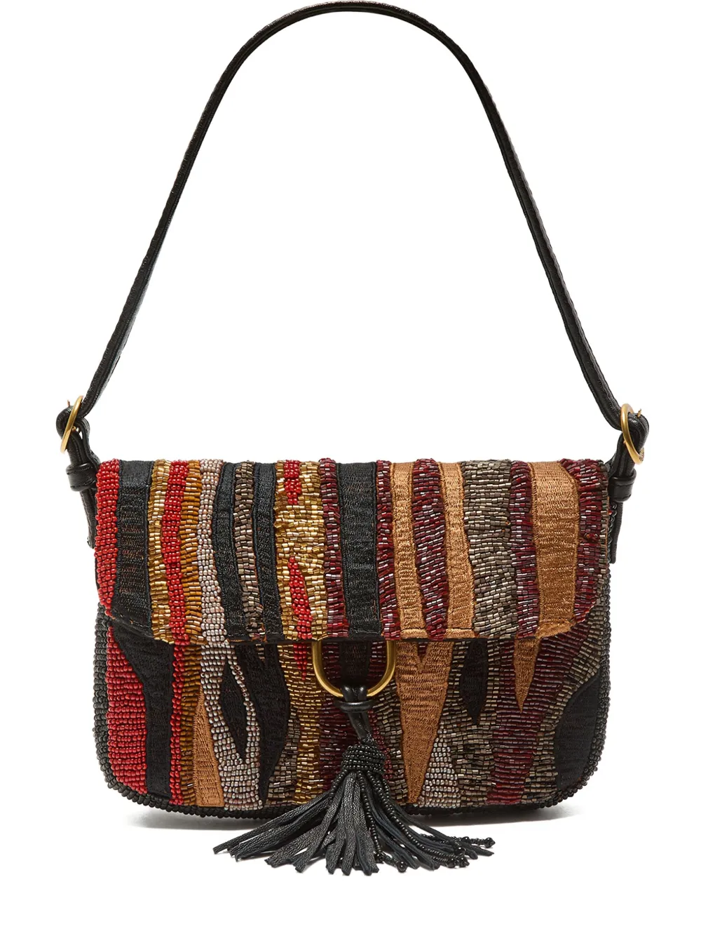 Maliparmi Beaded-embellishment Striped Shoulder Bag In Neutral