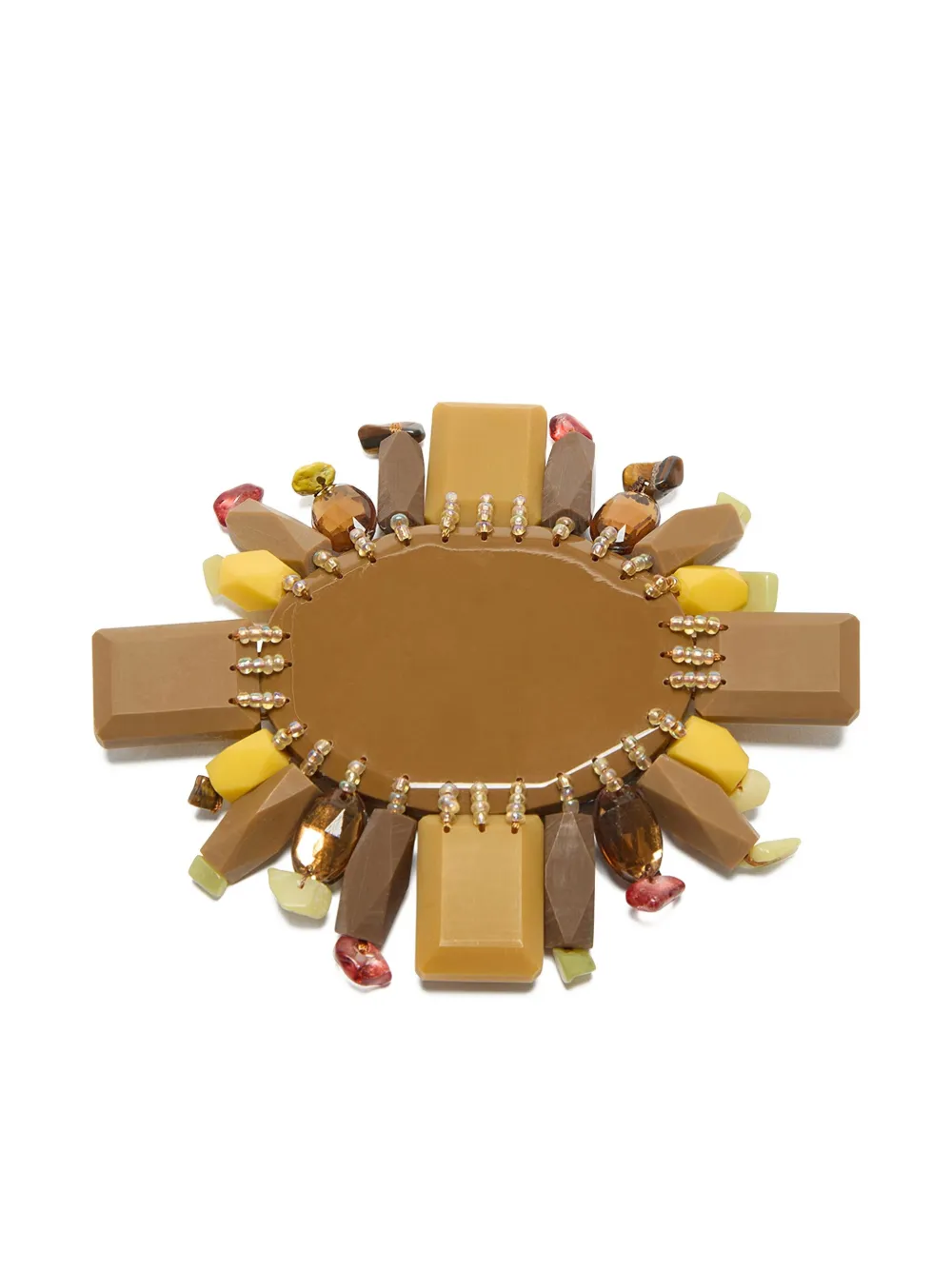 MALIPARMI beaded-embellishment round-frame brooch | Brown | Image 1