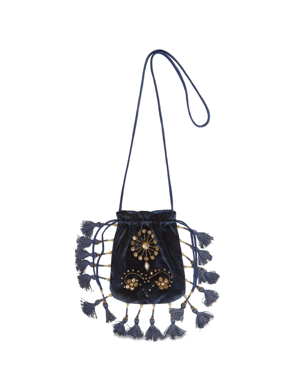 MALIPARMI Verfraaide clutch met kwastje - Blauw
