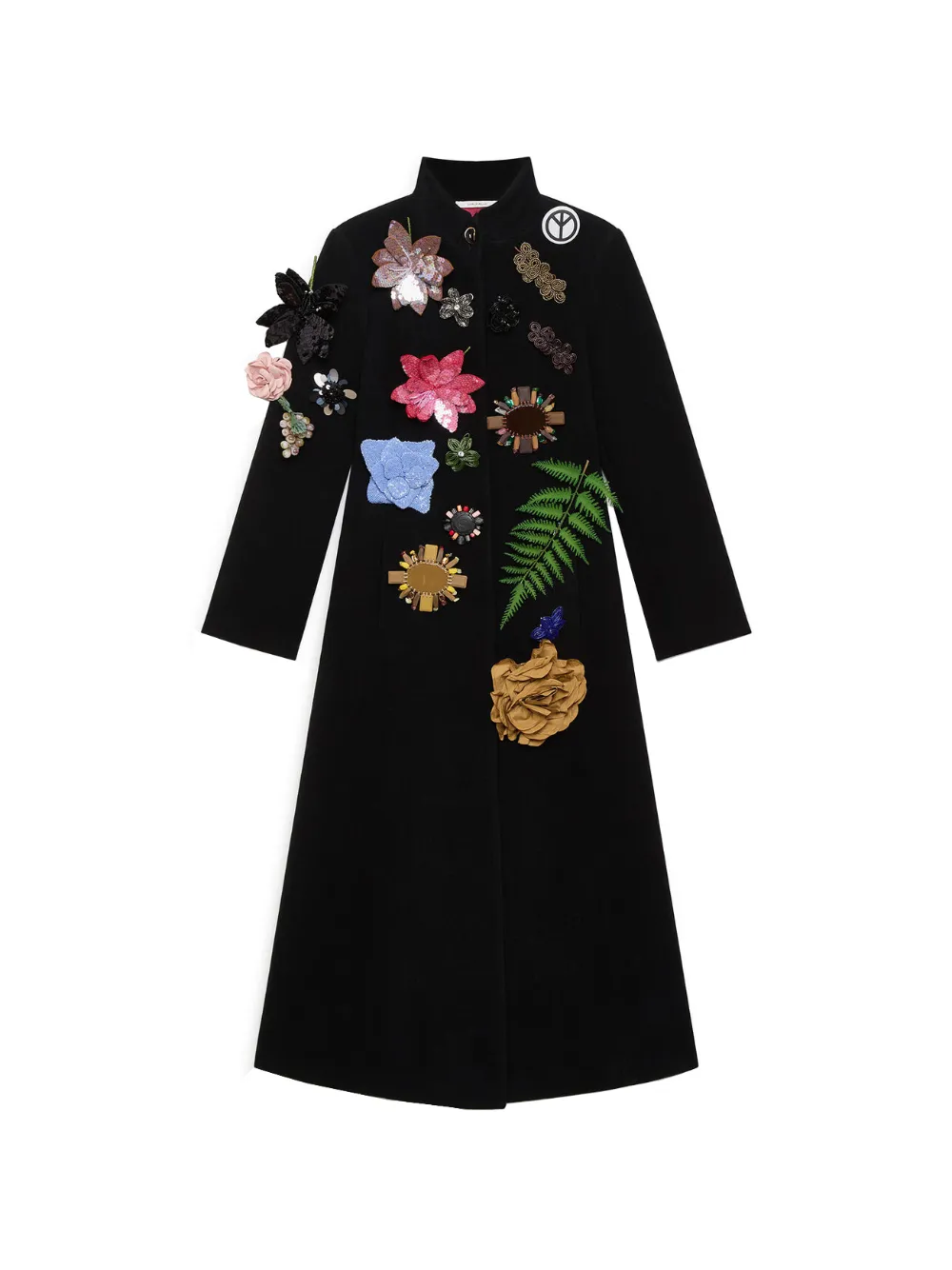 MALIPARMI Cappotto con decorazione a fiori - Nero