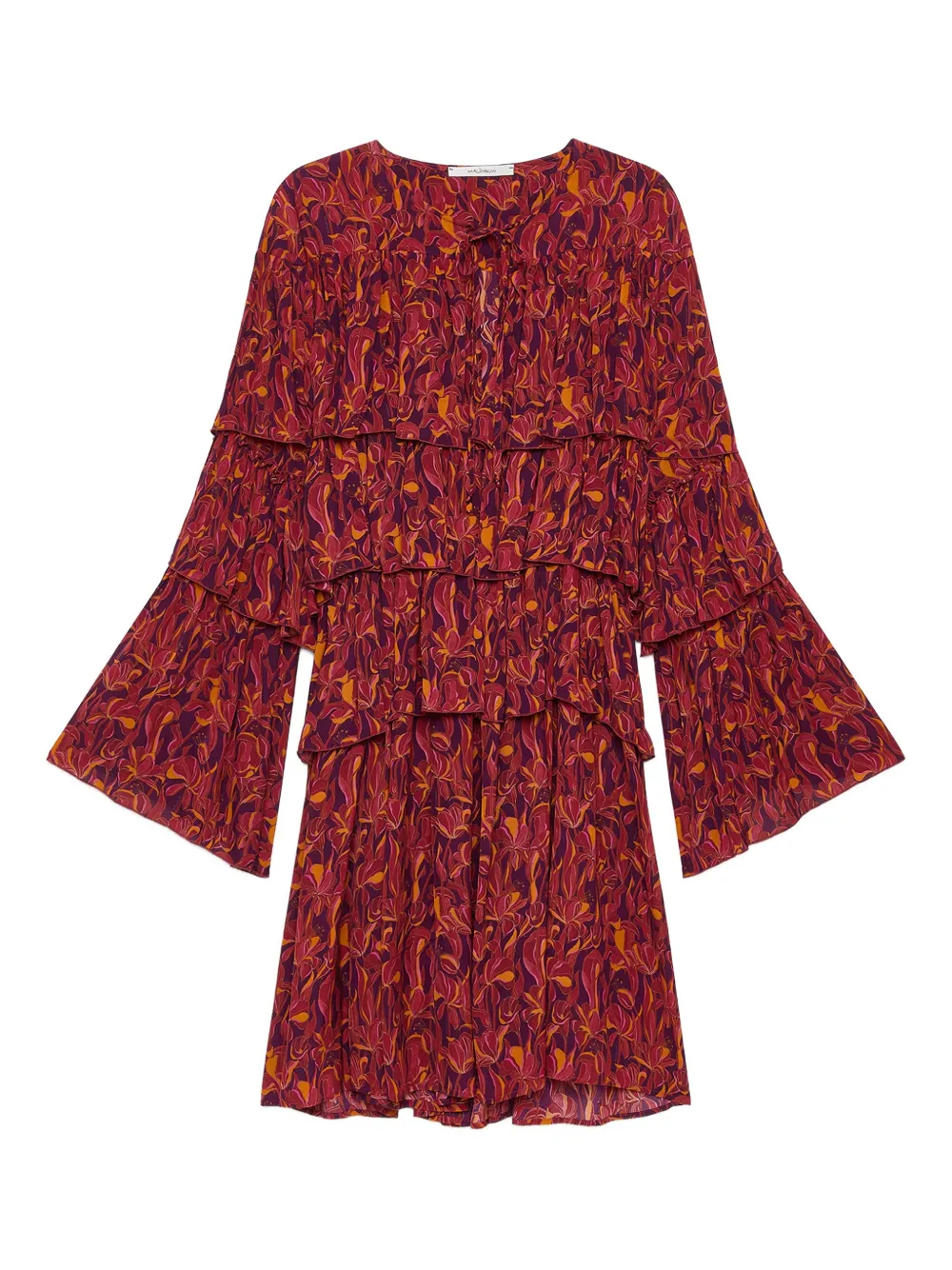 MALIPARMI floral-print tiered-ruffle mini dress | Red | Image 1