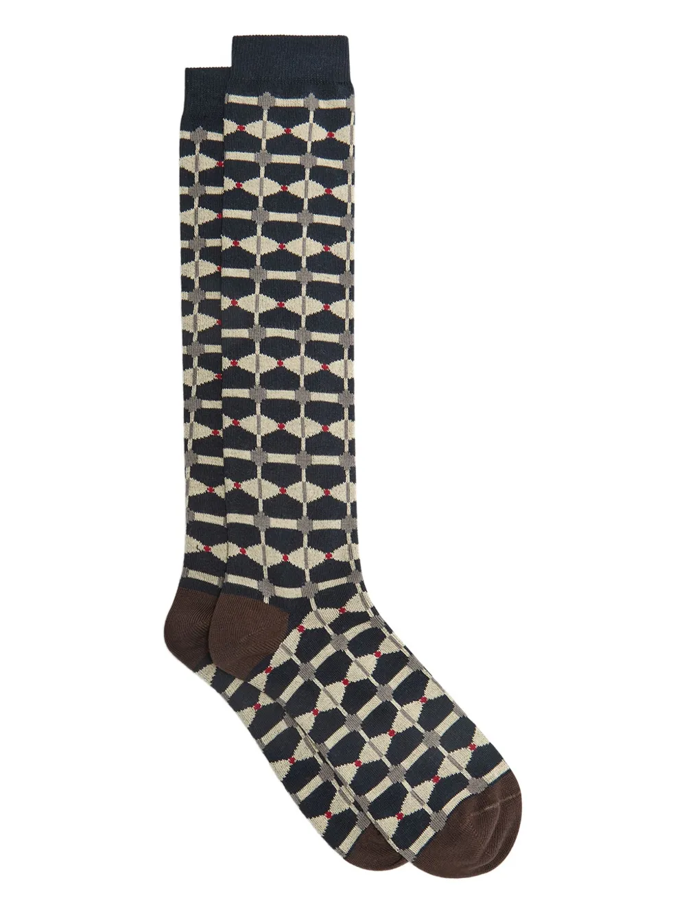 MALIPARMI geometric-pattern knee-high socks - グレー MALIPARMI geometric-pattern knee-high socks - グレー