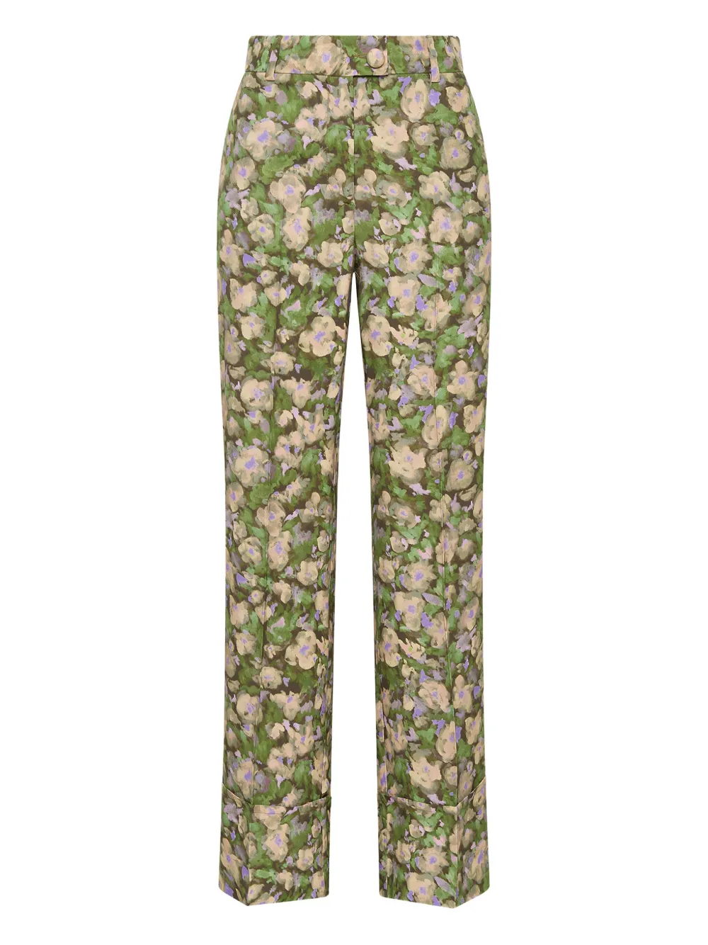 Maliparmi Floral-print Button-fastening Trousers In Green