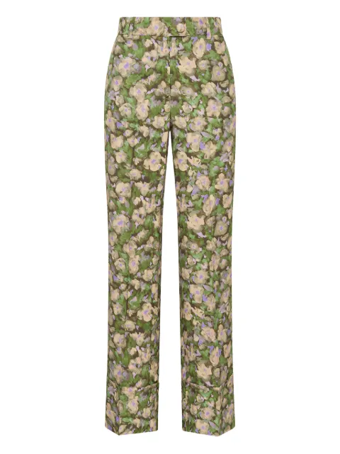 MALIPARMI pantalones con botones y estampado floral