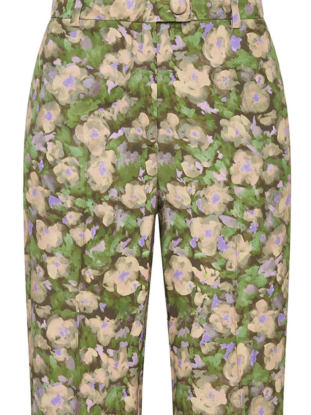 MALIPARMI Broek met knoopsluiting en bloemenprint - Groen