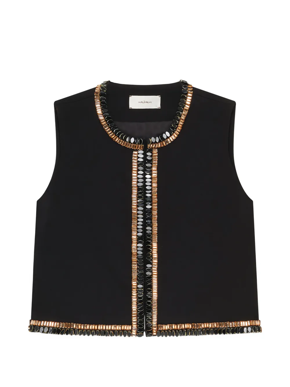 MALIPARMI round-neck beaded vest - Nero