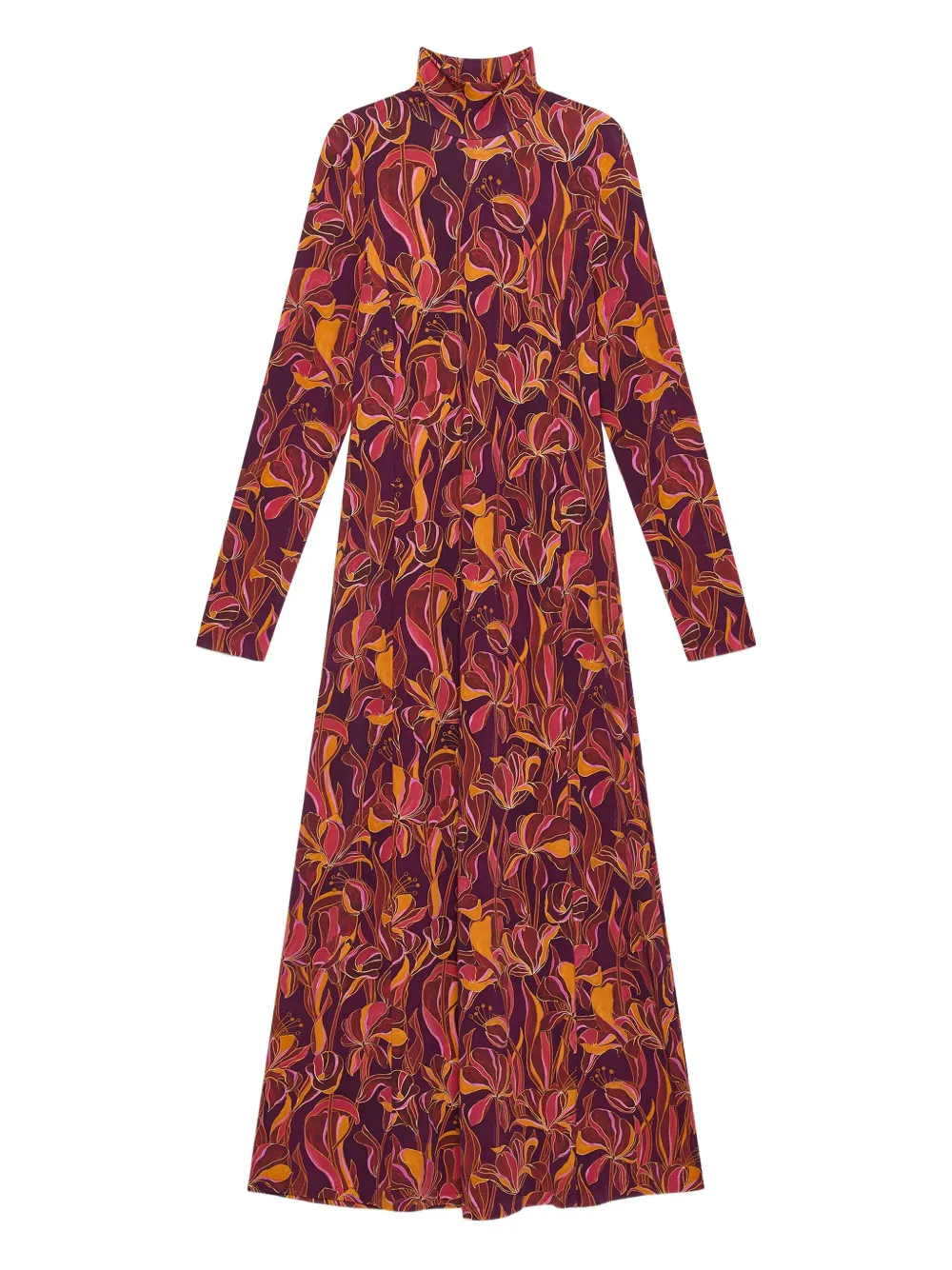 Maliparmi Floral-print Mock-neck Maxi Dress In Multi