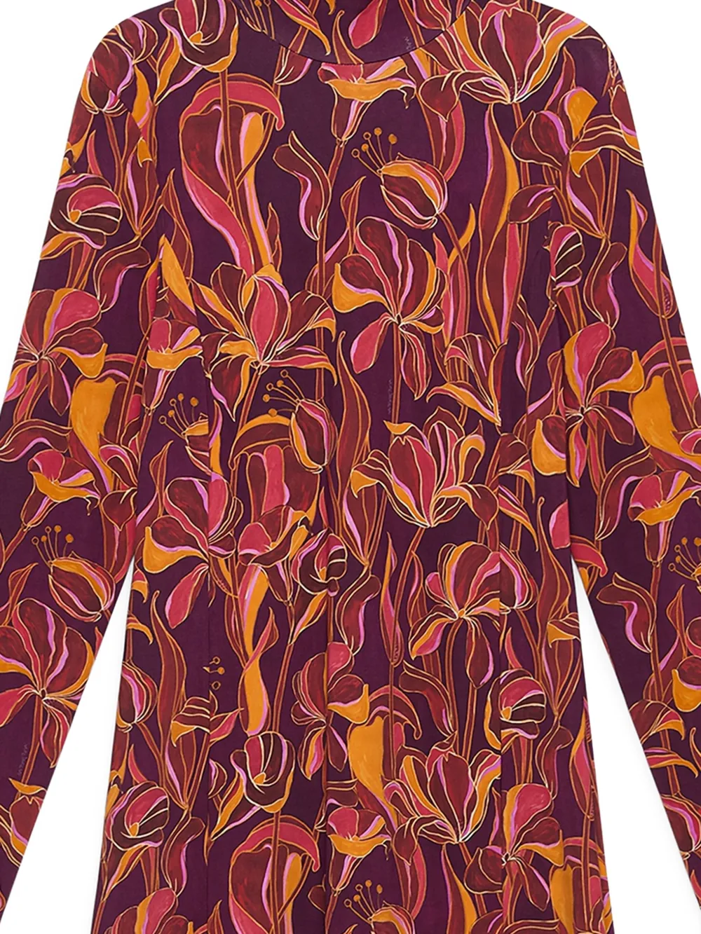 MALIPARMI Maxi-jurk met bloemenprint en hoge hals - Rood
