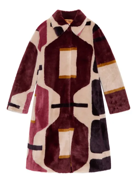 MALIPARMI geometric-pattern faux-fur coat