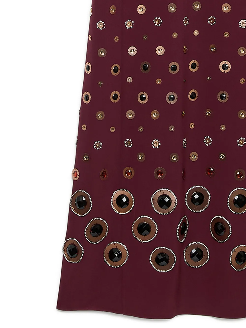 MALIPARMI Verfraaide midi-jurk met hoge hals - Rood