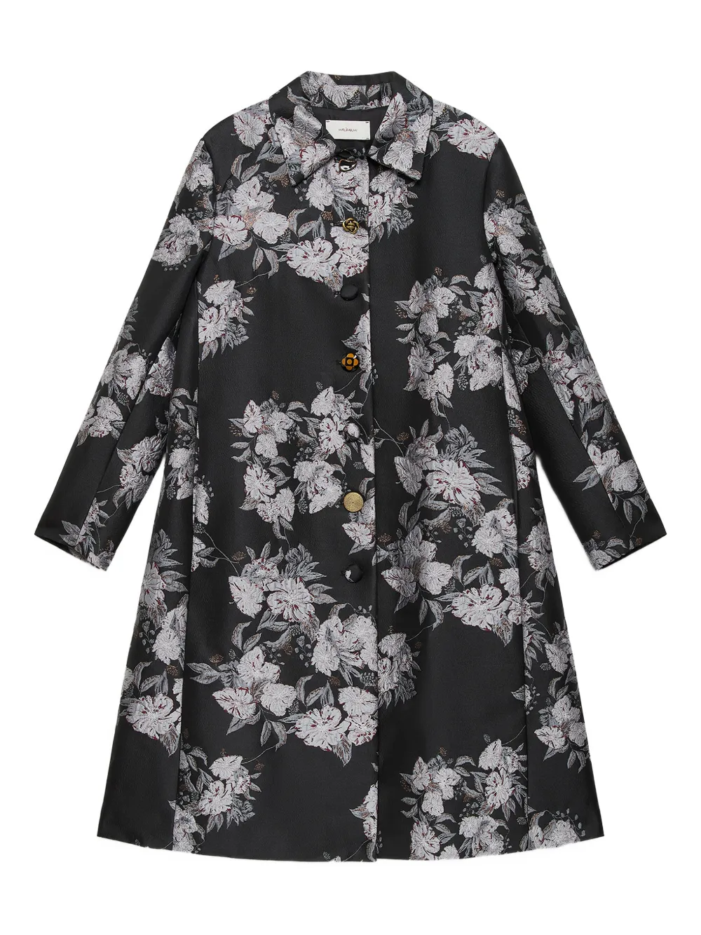 Maliparmi Floral-print Button-fastening Coat In Gray