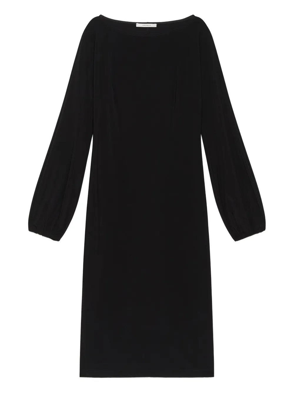 Maliparmi Boat-neck Balloon-sleeve Midi Dress In Black