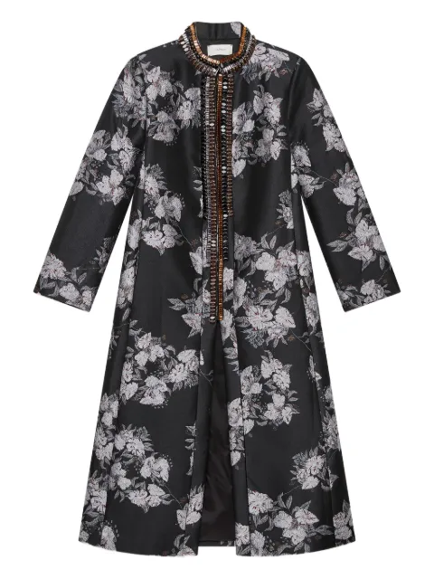 MALIPARMI floral-print crystal-embellished coat