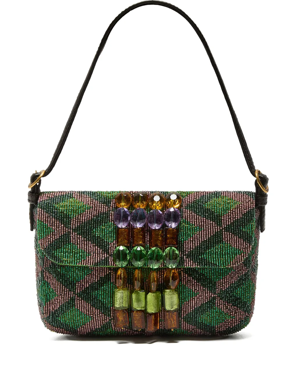 MALIPARMI beaded-embellishment geometric-pattern shoulder bag | Green | Image 1