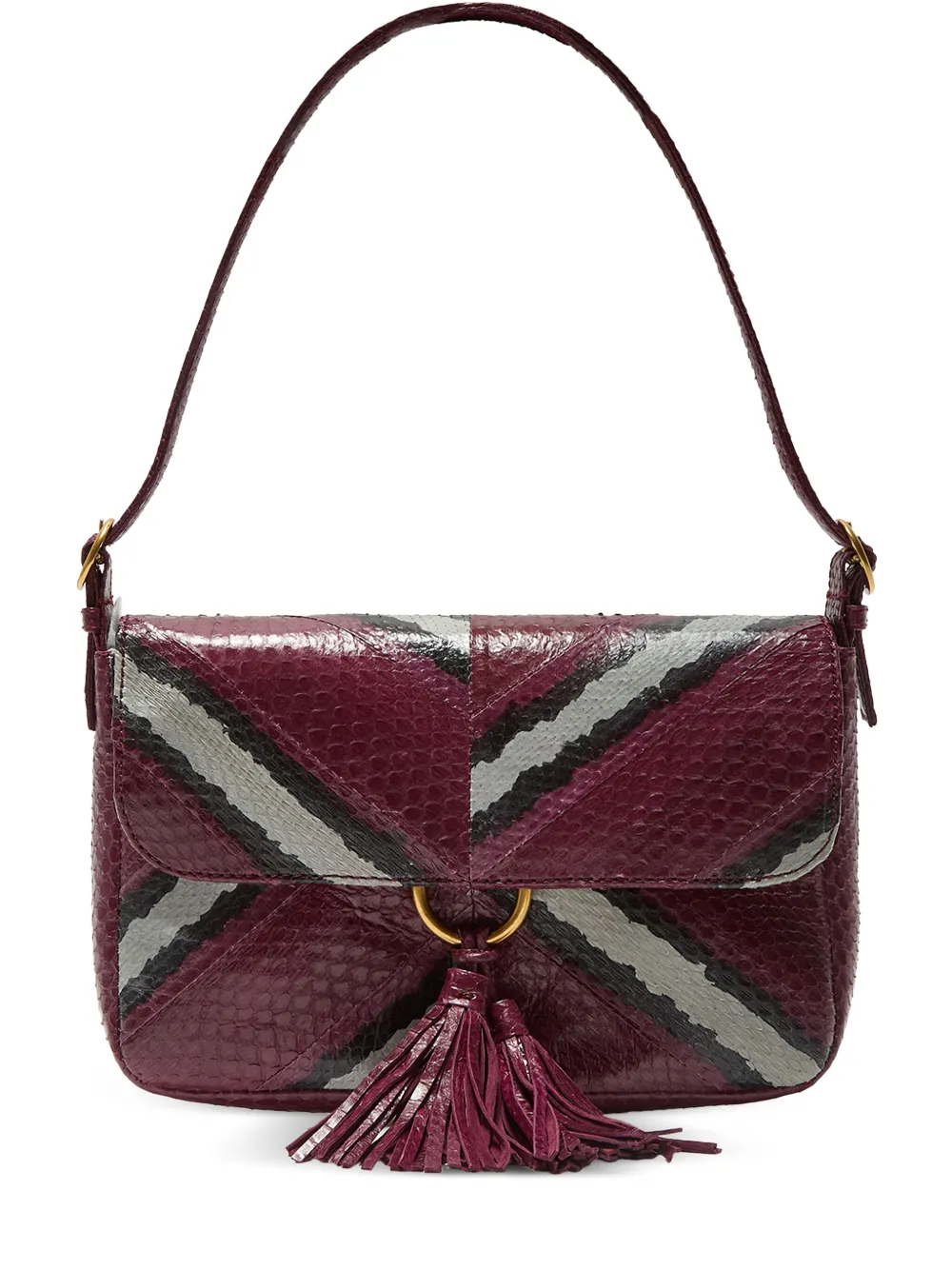 MALIPARMI geometric-pattern tassel shoulder bag | Purple | Image 1