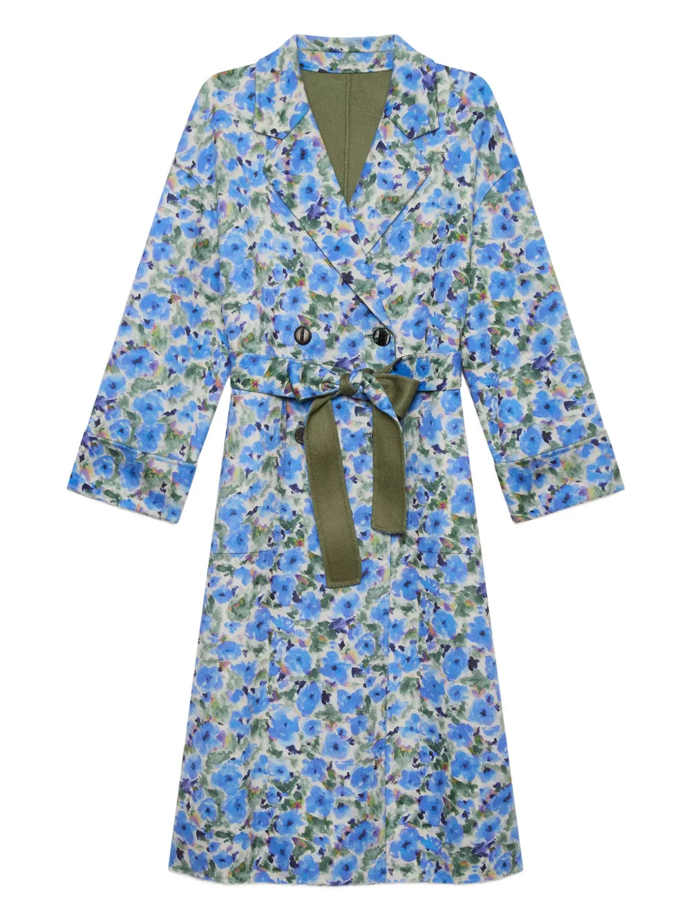 Maliparmi Floral-print Double-breasted Coat In Blue