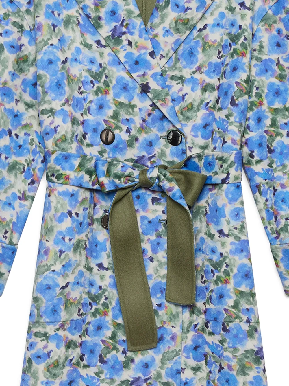 Maliparmi Floral-print Double-breasted Coat In Blue