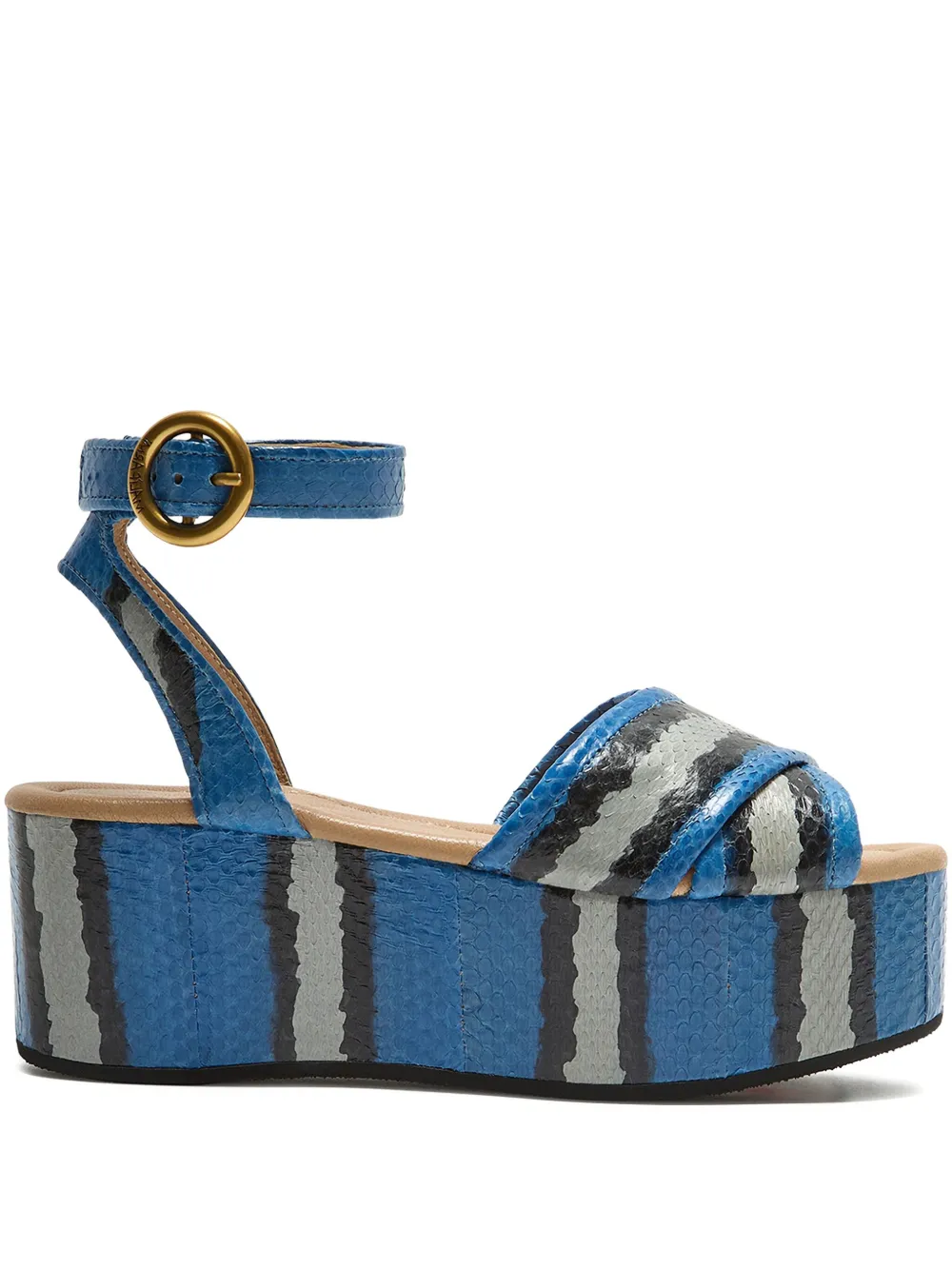 Maliparmi Striped Platform Sandals In Blue