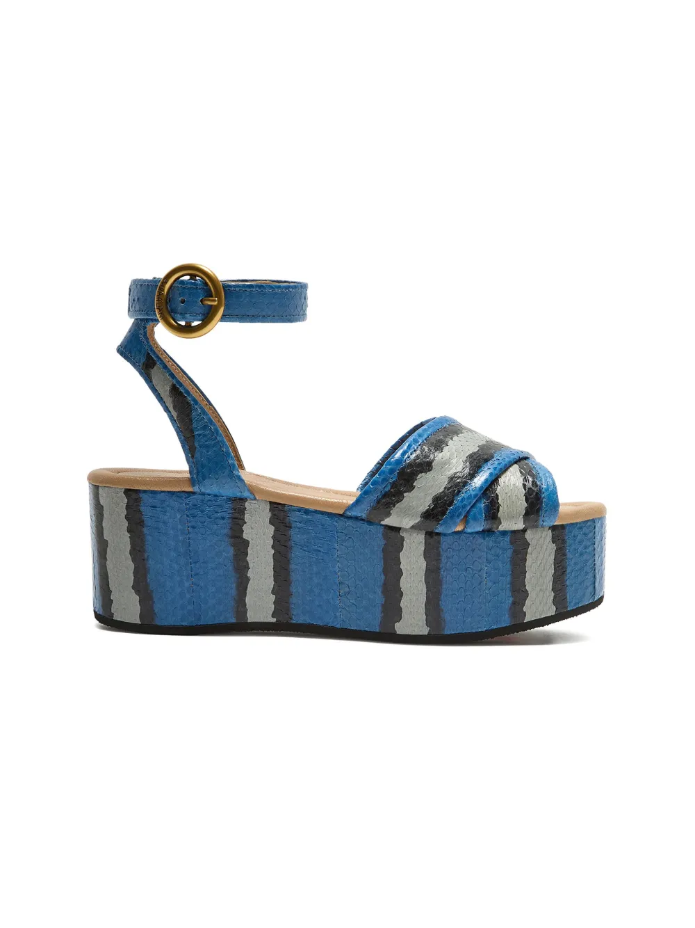 Maliparmi Striped Platform Sandals In Blue