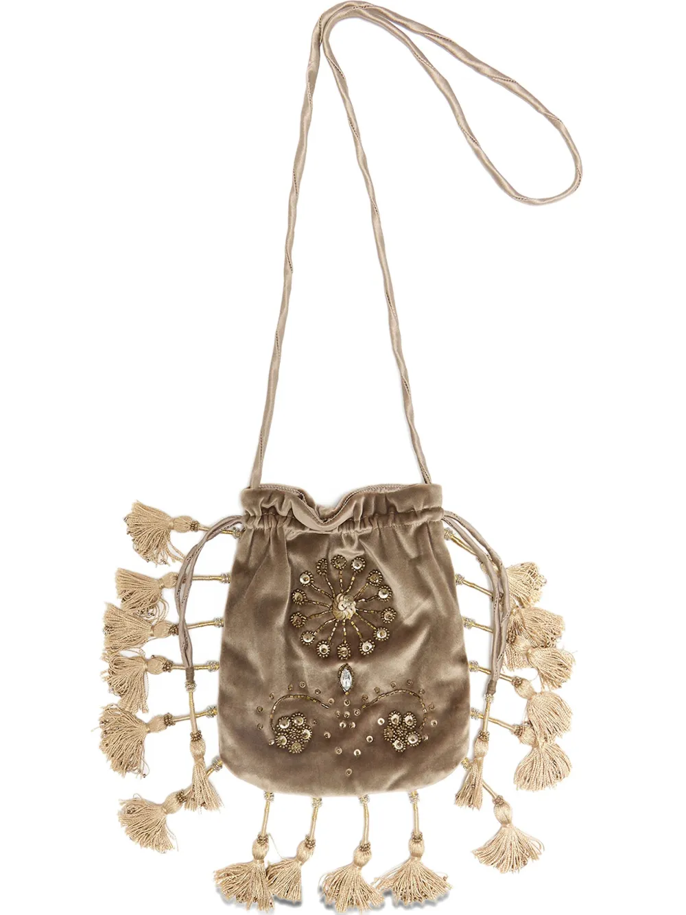 Maliparmi Precious Velvet Beaded Clutch Bag In Neutral