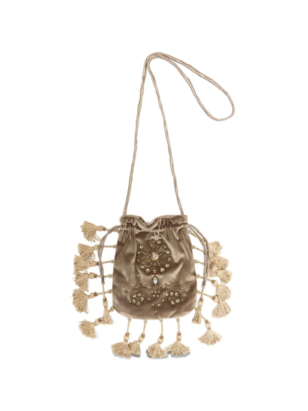 Maliparmi Precious Velvet Beaded Clutch Bag In Neutral