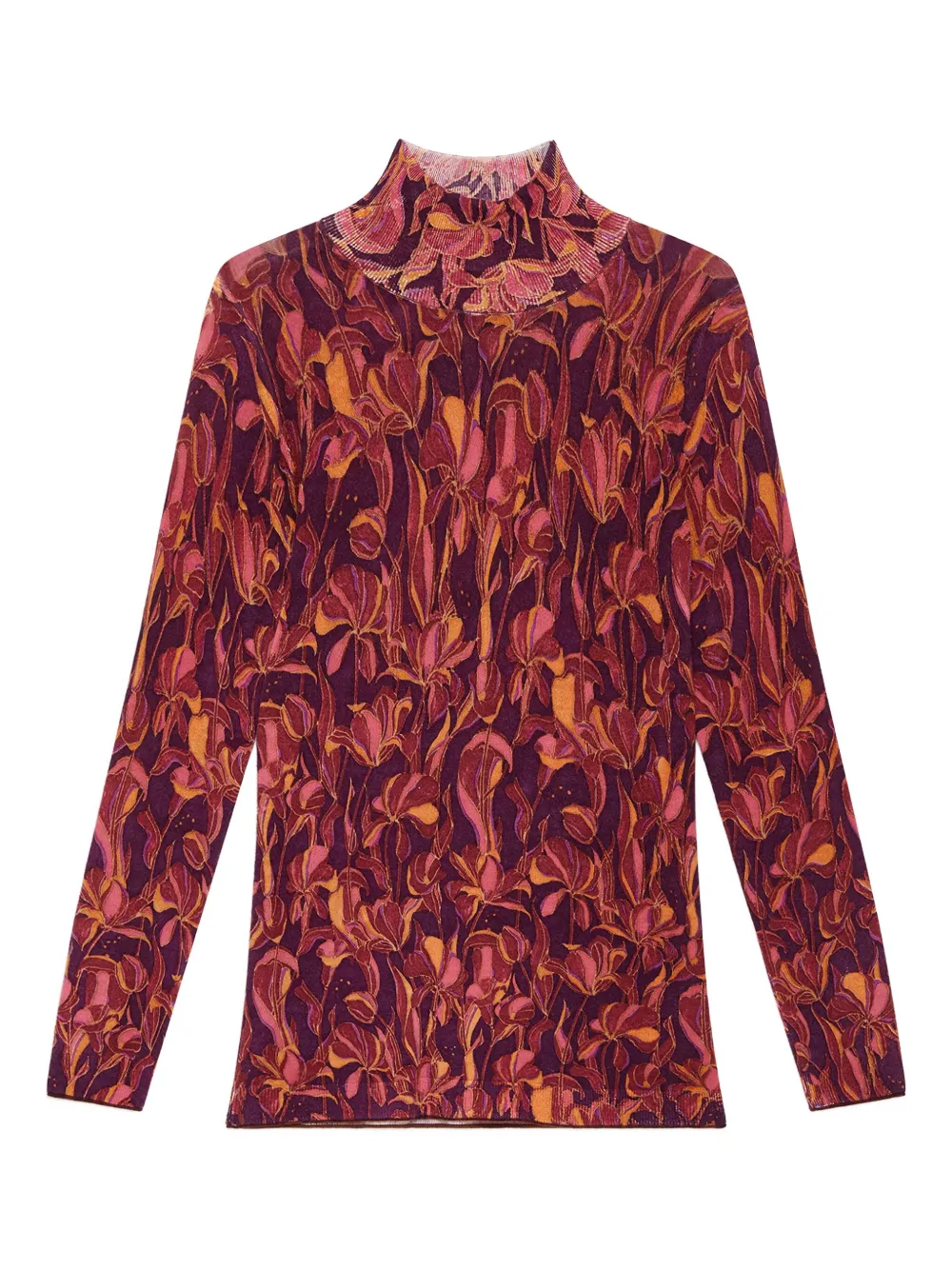 Maliparmi Floral-print Turtleneck Sweater In Red