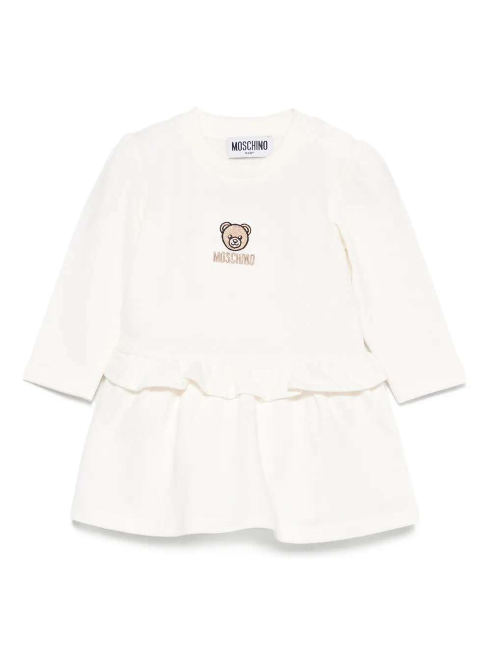 Moschino Kids Jurk met ruches Wit
