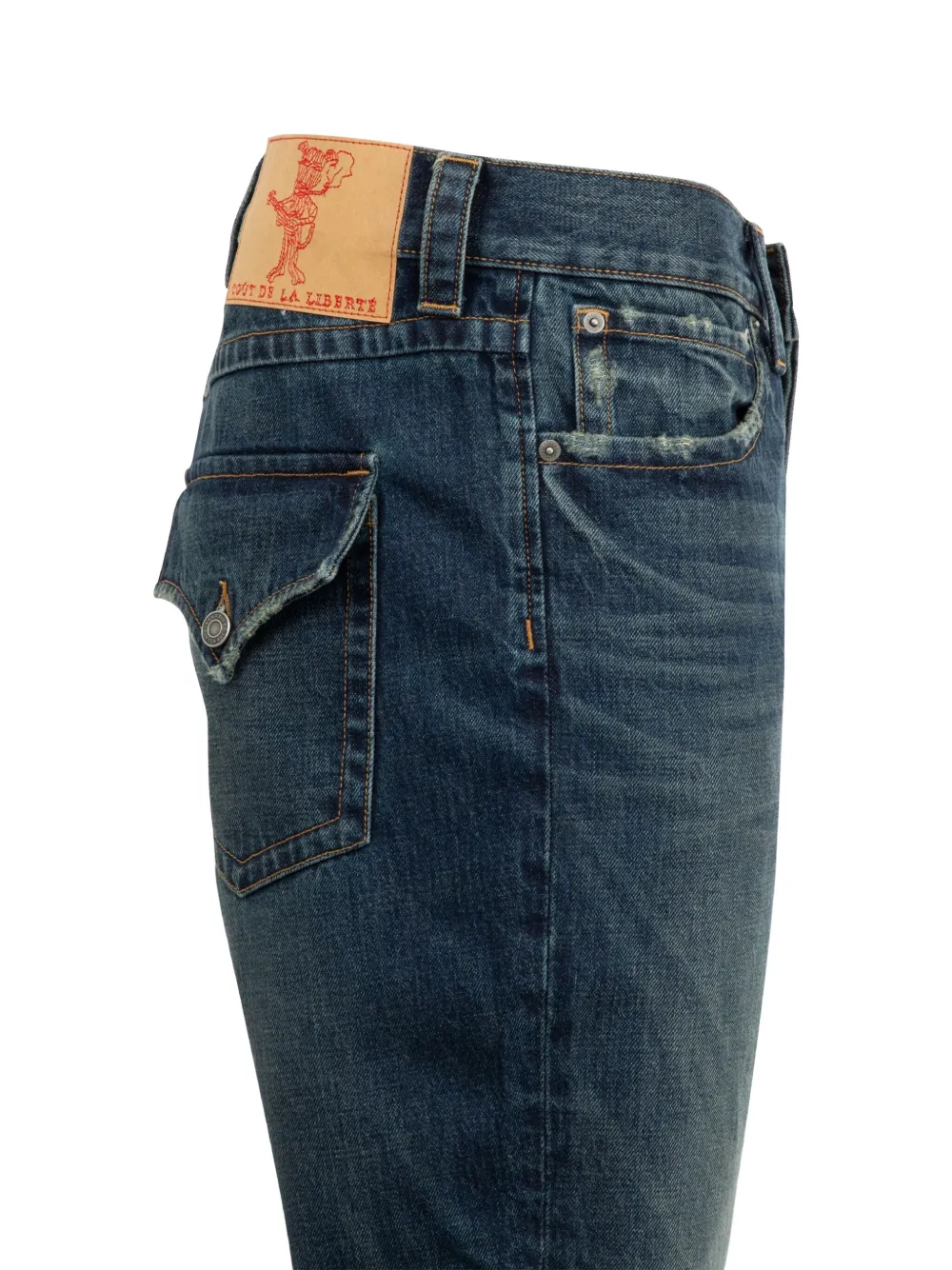 Cout De La Liberte Twisted Cotton Jeans In Blue