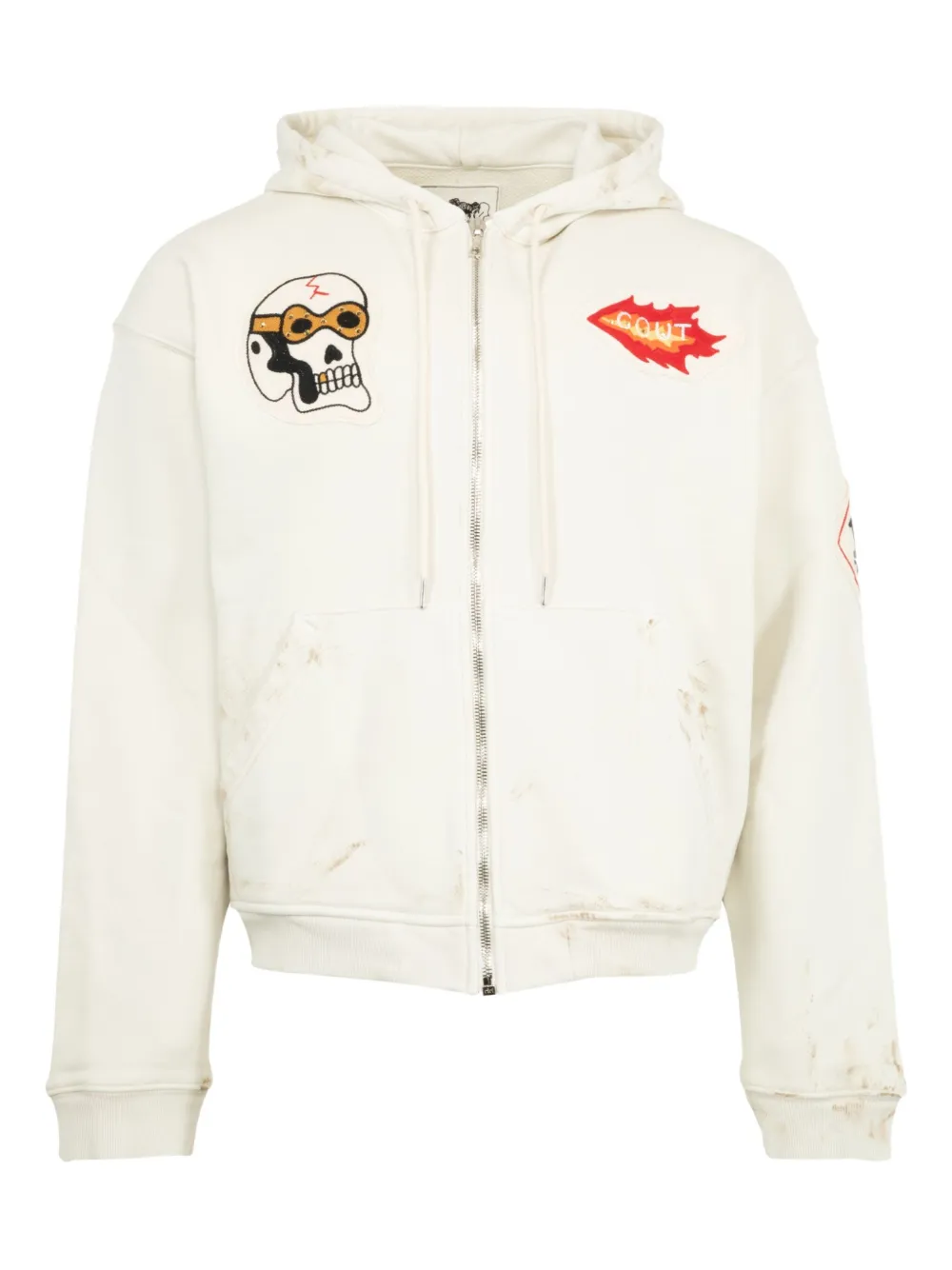 Cout De La Liberte Graphic-print Zip-up Hoodie In White