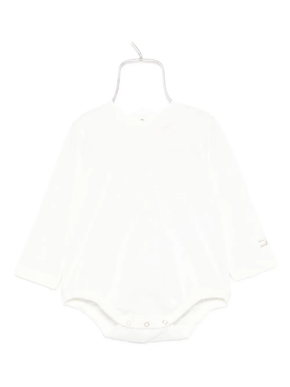 Elisabetta Franchi La Mia Bambina Long-sleeve Button Bodysuit In White