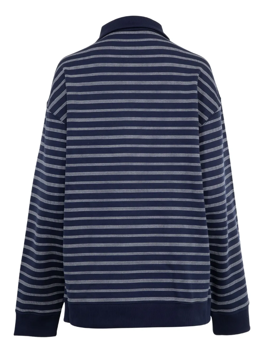 Miu Miu Striped Polo-neck Sweatshirt In Blue