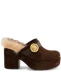 Moncler 90mm Amalia faux fur-trim mules - Brown