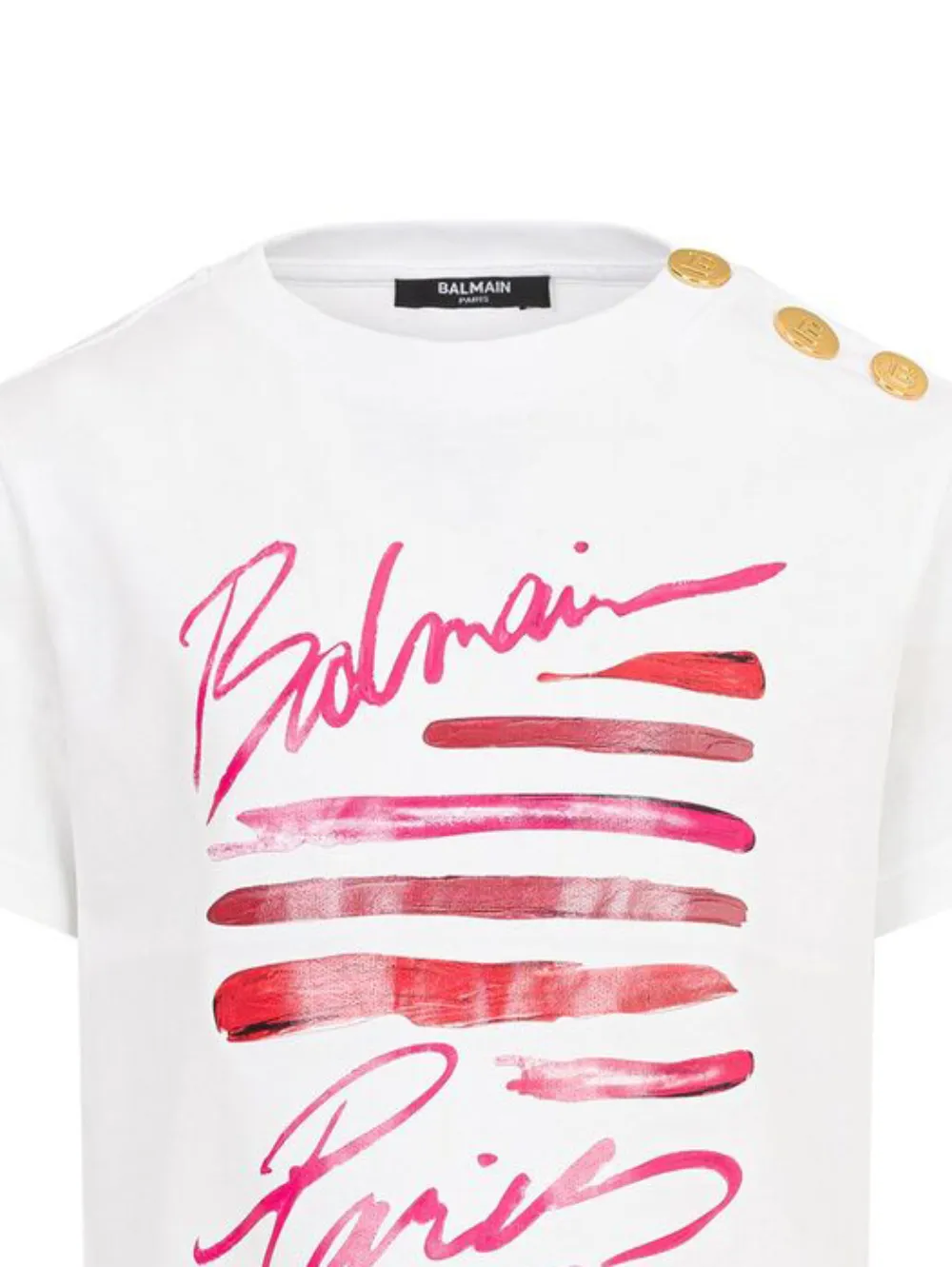  Balmain Kids Button Graphic Print Top - White 