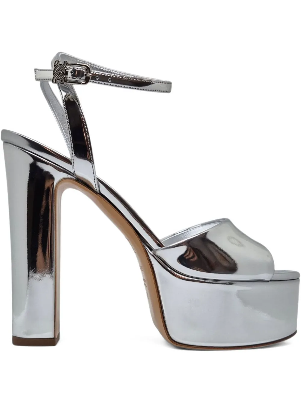 Casadei 130mm Patty platform ankle-strap sandals Silver