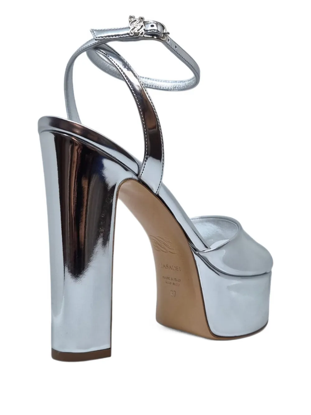 Casadei 130mm Patty platform ankle-strap sandals Silver