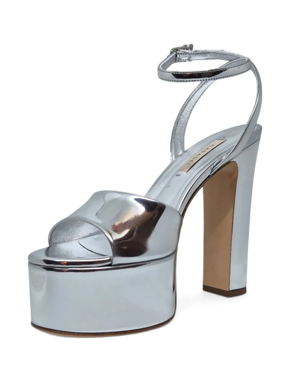 Casadei 130mm Patty platform ankle-strap sandals Silver