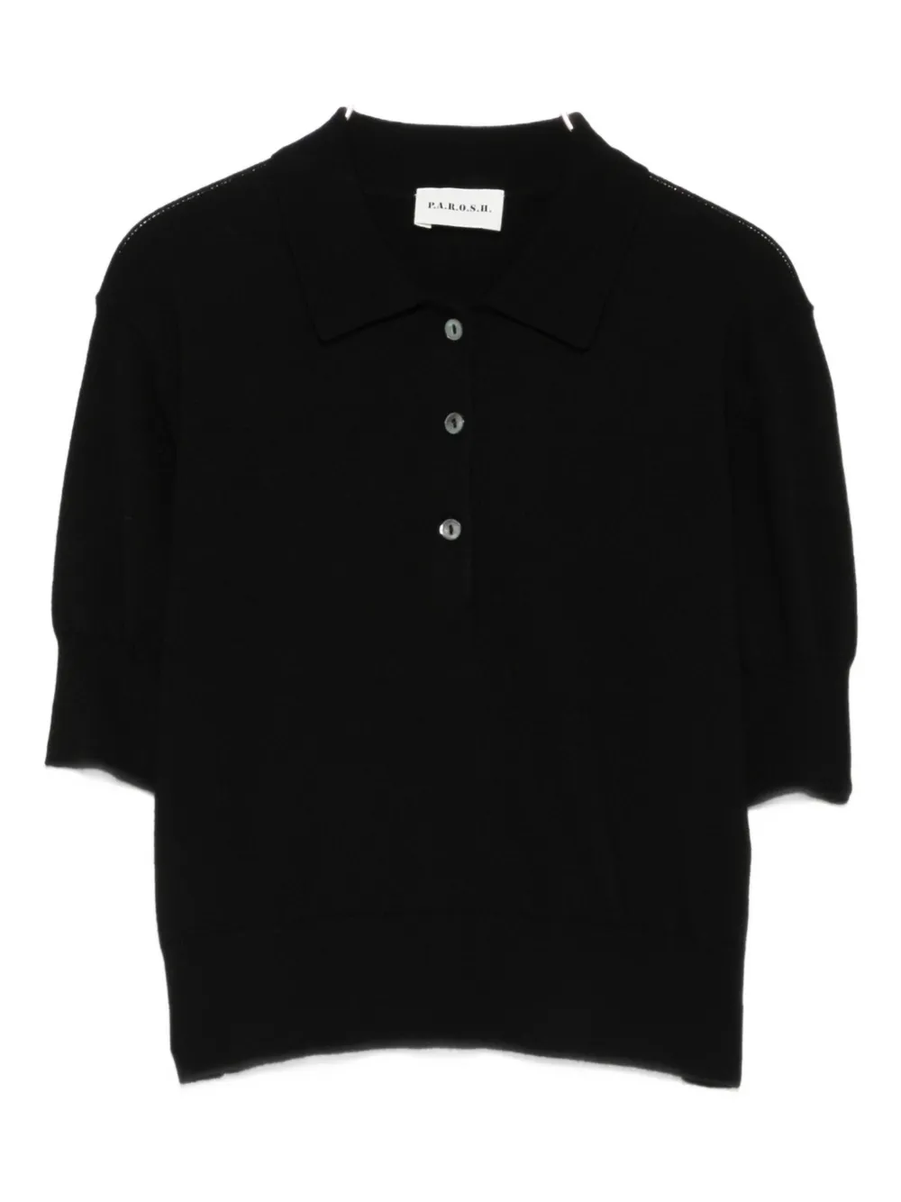 P.A.R.O.S.H. Polotop met pofmouwen Zwart