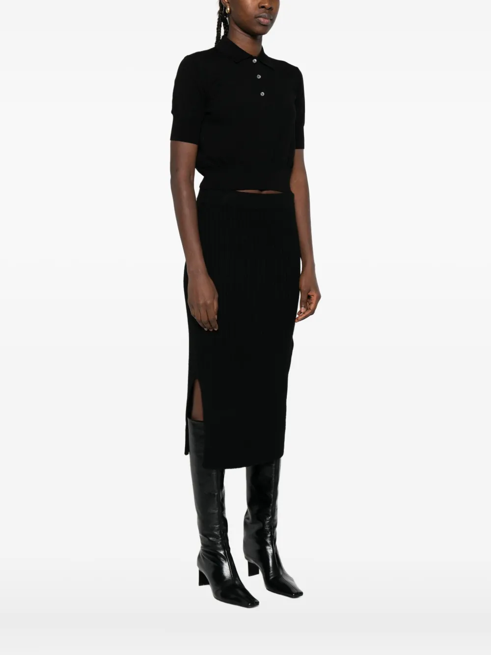 P.A.R.O.S.H. Polotop met pofmouwen Zwart